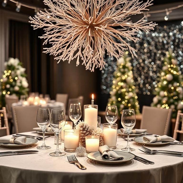 Decoración Winter - Brillos y blancos elegantes